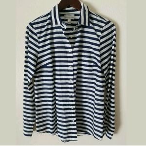 J. Crew Factory Slim Stretch Blue White‎ Linen Stri